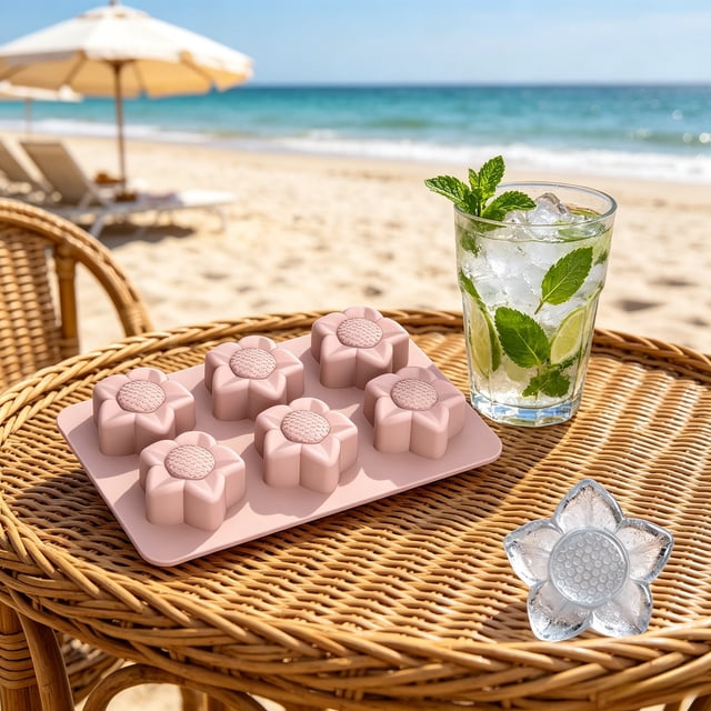 Tong 6 Cavity Cherry Silicone Ice Tray Food Grade Easy Release For Drinks Cocktails Home Kitchen