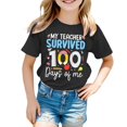thumbnail image 2 of Letdown Funny School Kids T-Shirt: "My Teachers Survived 100 Days of Me" Letter Print Short Sleeve Tops for Toddler Boys Girls (Black,3-4 Years), 2 of 4