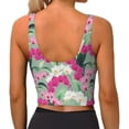thumbnail image 3 of Bixox Women's Orchids Flowers Pattern Fitness Navel Tank Top U-Back Yoga Tank Top Sweatshirt Sports Bra, 3 of 7