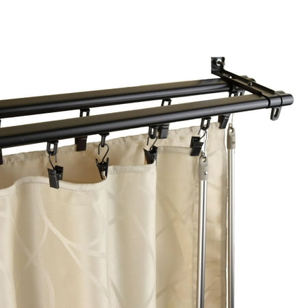 Instyledesign Regal Black Adjustable Double Curtain Rod Track