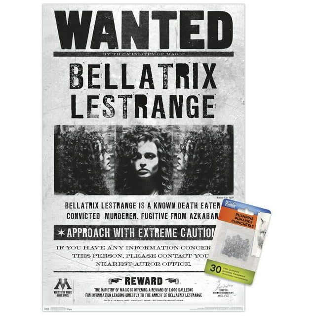 Le monde des sorciers: Harry Potter - Bellatrix Wanted Poster