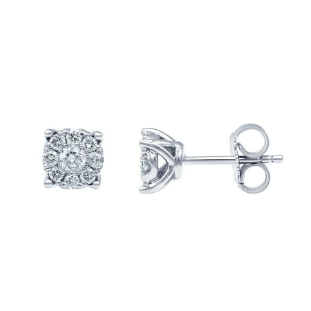Arista 1/2 Carat T.W Lab Grown Diamond Women's Stud Halo Cluster Earrings in Sterling Silver (I, SI)