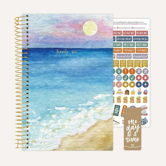 bloom daily planners 2026 Weekly & Monthly Planner, 5.5" x 8.25", Coastal Calm, Soft Cover with Stickers & Bookmark