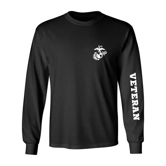 Marine "Veteran" white sleeve print Adult Long Sleeve T-shirt