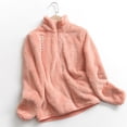 thumbnail image 7 of Fleece Jacket Women Dqueduo Women's Solid Color Fleece-Lined Long Sleeve Coat – Cozy Winter Warm Round Neck Top Pink XXXXXL, 7 of 7
