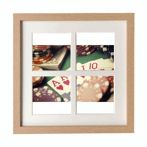 Hearts Flush Poker Gambling Photo Frame Wall Tabletop Display 4 Openings Picture
