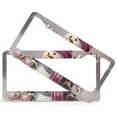 thumbnail image 2 of License Plate Cover Snowman In Pink Scarf With Roses License Plate Frame License Plate Shield Frame 2 Pack Happy Winter Holiday Metal License Plate Frames Funny Cute for USA Canada Vehicles, 2 of 6