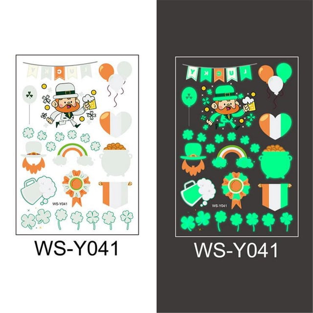 AYktou St Patricks Day Decorations,Spring Decor,Party Favors, St. Patrick's Day Sticker Luminous Fluorescent Colourful Irish Festival Spider Sticker