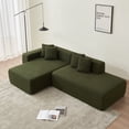thumbnail image 2 of 105.51'' Modular Sectional Sofa Couch for Living Room, Sherpa Fabric L-Shape Couch, 5 Seater Modern Corner Sofa Couch with Chaise Lounge, Comfy Couch Without Installation,Green, 2 of 6