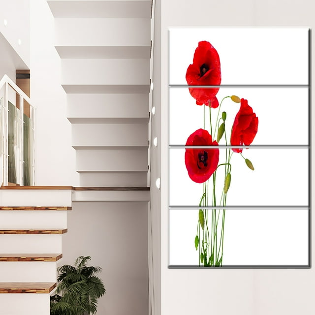 Fleurs de Coquelicot Rouge Isolées - Impression sur Toile Florale