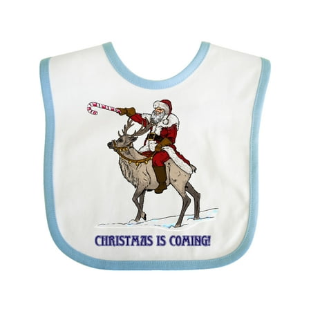 

Inktastic Christmas is Coming with Santa Riding a Reindeer Gift Baby Boy or Baby Girl Bib