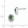 thumbnail image 3 of Primal Silver Sterling Silver Rhodium-plated with Green and White Cubic Zirconia Oval Stud Earrings, 3 of 5