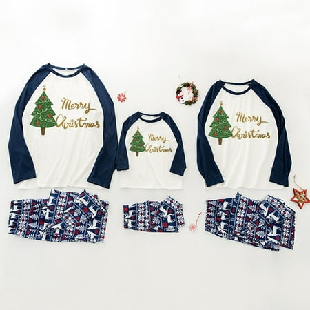 

Blueek Christmas Children Kids Printed Letter Top+Pants Xmas Family Clothes Pajamas