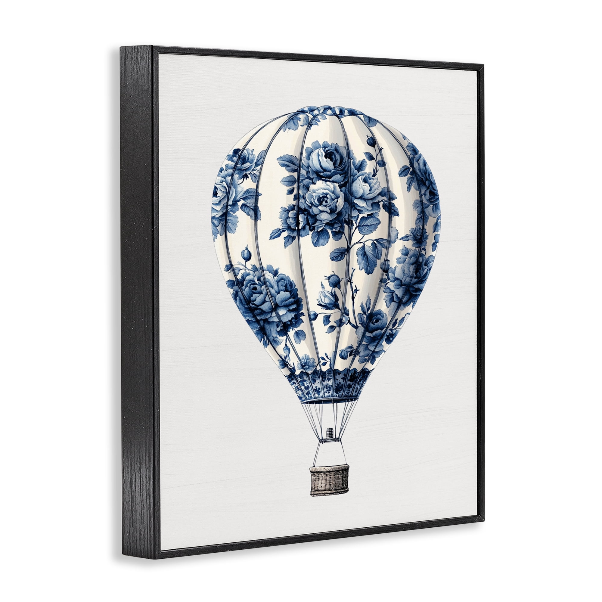 Vintage Toile Hot Air Balloon Black Framed Giclee Art, design by Lettered and Lined