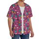 thumbnail image 2 of Balery Summer Flamingo Camisa Casual de Manga Corta con Botones para Hombre, Texturizada, Estilo Cubano, para Playa, Verano-4X-Large, 2 of 5