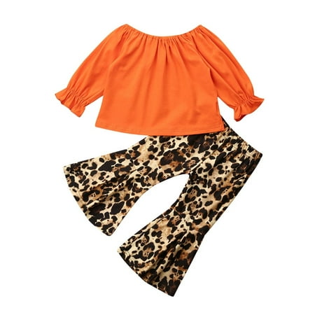 

Toddler Kid Baby Girl T-shirt Top+Leopard Flared Pants 2Pcs Outfit Set