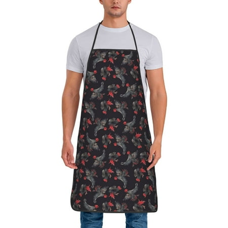 

Matuu Black Roosters for Cooking Apron for Men and Women Adjustable Strap and Waist Ties for Baking Cooking Gardening