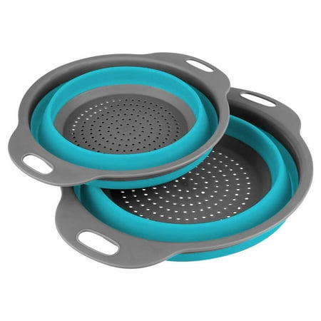strainer plastic round kitchen collapsible fordawn perforated foldable sturdy colander silicone grade base grey space