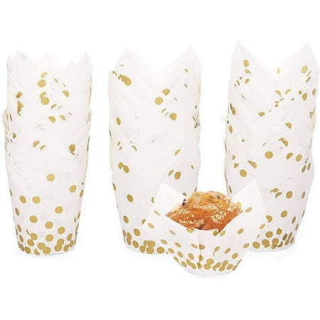 

Gold Polka Dot Muffin and Cupcake Liners (White 3.35 x 3.5 In 150 Pack)