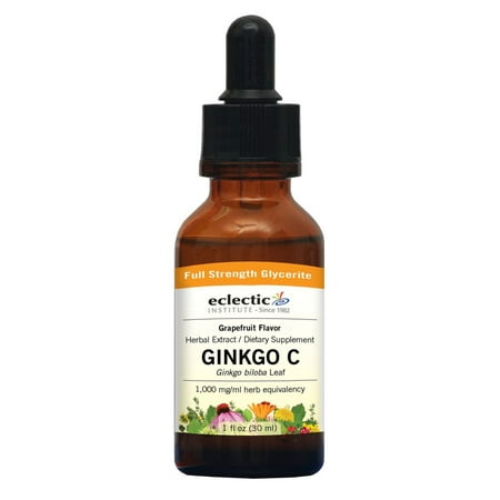 Ginkgo Alcohol - Ginkgo C-Grapefruit No Alcohol Glycerite Eclectic Institute 1 oz Liquid