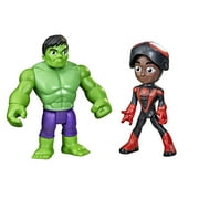 Marvel Spidey and His Amazing Friends Hero Reveal Figure 2-Pack, Mask Flip Feature, Miles Morales: Spider-Man and Hulk,