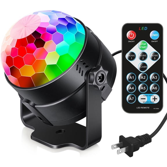 Sound Activated Party Lights with Remote - DJ Disco Ball, Strobe & Stage Lighting for Home Dance Parties, Birthday, Karaoke, Christmas, Halloween, New Years Decor