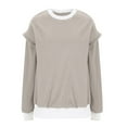 thumbnail image 5 of hotojiny Women Long Sleeve Sweatshirt Crew Neck Casual Lightweight Tunic Tops Colorblock Loose Pullover Tops with Pocket, 5 of 6