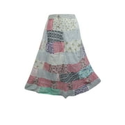 Mogul Womens Vintage Patchwork Long Skirt Comfy Elastic Waist Printed Boho Style Gypsy Hippie Bohemian Skirts