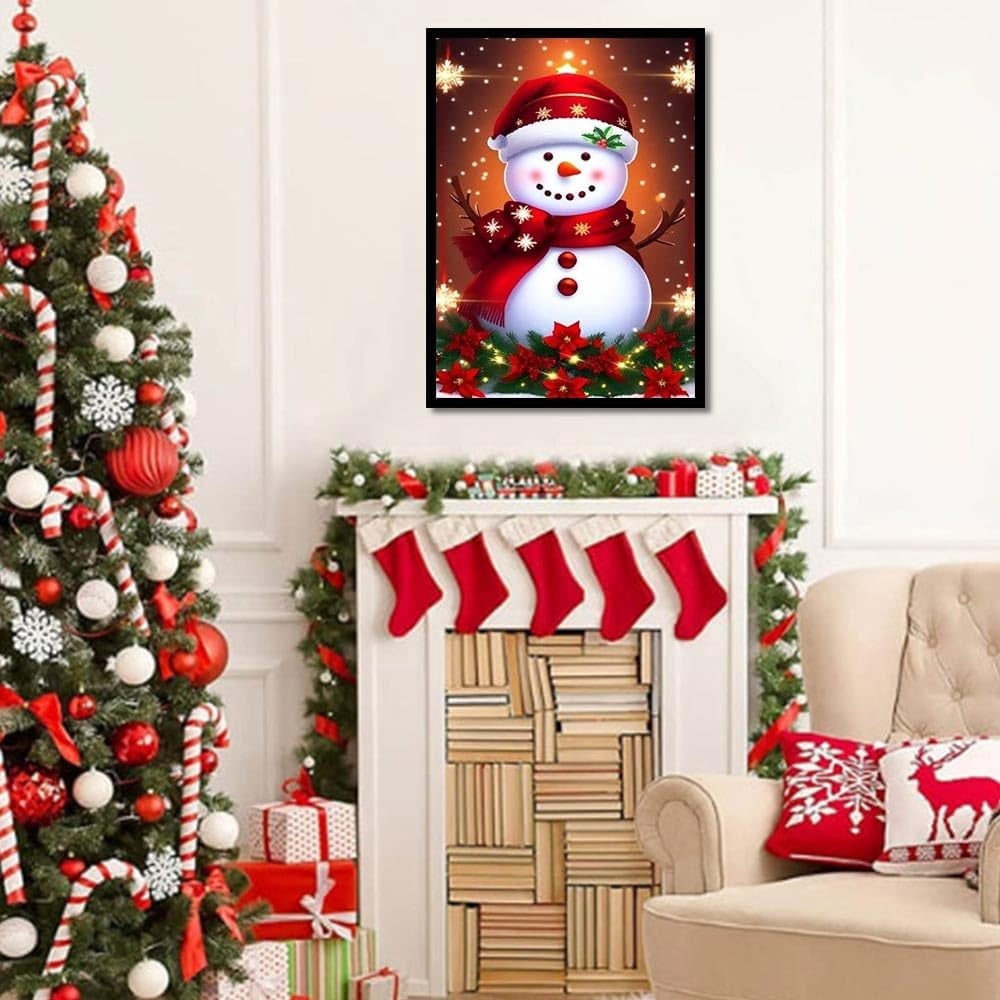 DIY 5D Diamond Painting Kit (for Adults) Diamond Painting "Christmas, Snowman" - Full Diamond Crystal Rhinestone Embroidery Craft Kit, Can Be Used as Gift, Wall Decoration