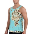 thumbnail image 2 of Rateoe World Travel Line Icons Map Pattern Sleeveless Gym Shirt Muscle Tee Breathable Workout Shirt Slim-Fit Tank Quick Dry Fit Muscle Tank Top Bodybuilding Sleeveless T Shirt-Medium, 2 of 7