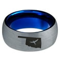 thumbnail image 2 of Tungsten Oklahoma Sooner State Bird Flying Band Ring 8mm Men Women Comfort Fit Blue Dome Brushed Gray Polished, 2 of 4
