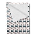 thumbnail image 2 of Geometric Soft Flannel Fleece Blanket, Pattern of Ornamental Cinnamon Tone Squares Continued on a Plain Backdrop, Cozy Plush for Indoor and Outdoor Use, 70" x 90", Petrol Blue White, by Ambesonne, 2 of 5