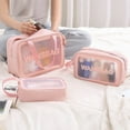 thumbnail image 5 of 3Pcs Clear Travel Toiletry Bags, WAHS BAG Portable PVC Waterproof Makeup Cosmetic Bags, Transparent Travel Storage Carry Pouch for Women, Pink, 5 of 8
