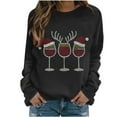 thumbnail image 4 of Gytharion Christmas Sweatshirts for Women Funny Casual Christmas Wine Glass Graphic Pullover Top Loose Cozy Rhinestones Long Sleeved Crew Neck Winter Xmas Sweatshirt, 4 of 6