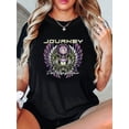 thumbnail image 1 of Journey "Don't Stop Believin'" 1981 Graphic T-Shirt - Women's Casual Crew Neck Short Sleeve Top, Vibrant Wing & Guitar Design, Soft Cotton Blend for Spring/Summer, Rock Band T Shirts, 1 of 6