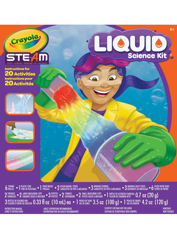Crayola Liquid Science Kits for Kids, Stem Toy, Chemistry Set, 15 Pieces, Beginner Child