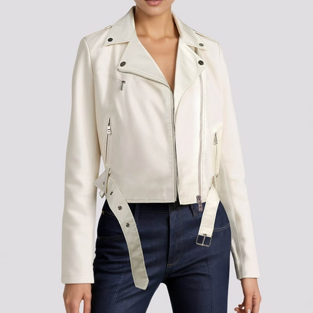 Chaquetas y abrigos casuales sin capucha de manga larga para mujer, chaqueta de cuero de moda para mujer, abrigo de cuero con solapa corta, traje de motociclista, chaqueta de cuero para mujer, parte s