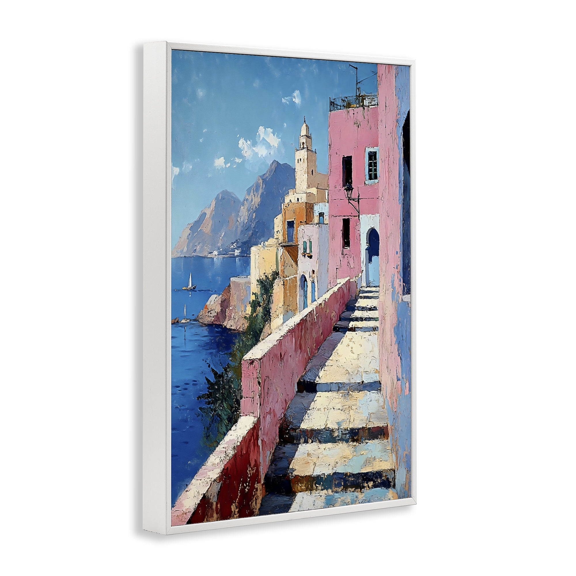 Stupell Industries Coastal Village's Sunlit Pathway White Framed Giclee Art, design by Creative Studio