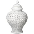 thumbnail image 1 of Twos Company Carthage Lanterne en Porcelaine Percée avec Couvercle, Blanc, 1 of 3