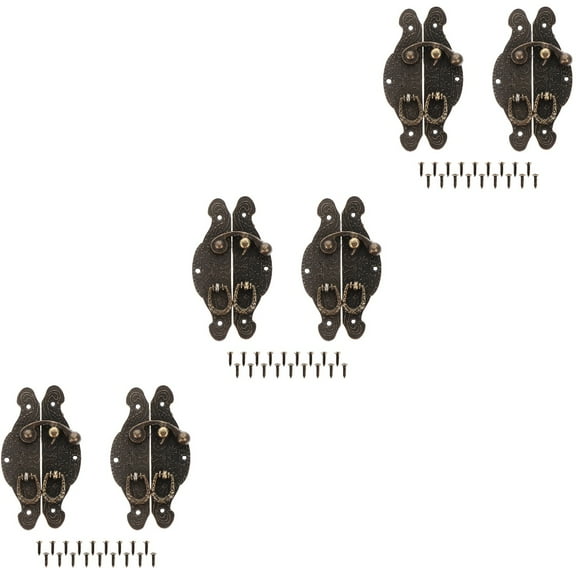 Masteelf 6 Pcs  Retro Box Latches Case Locks Exquisite Jewelry Case Hasps (Bronze)