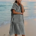 thumbnail image 5 of Kids Beach Towels for Teens, Hooded Swim Bath Short Sleeved Cape Towel Dress with Pockets One-Piece Thong Swimsuit Lady Gray One Size, 5 of 5