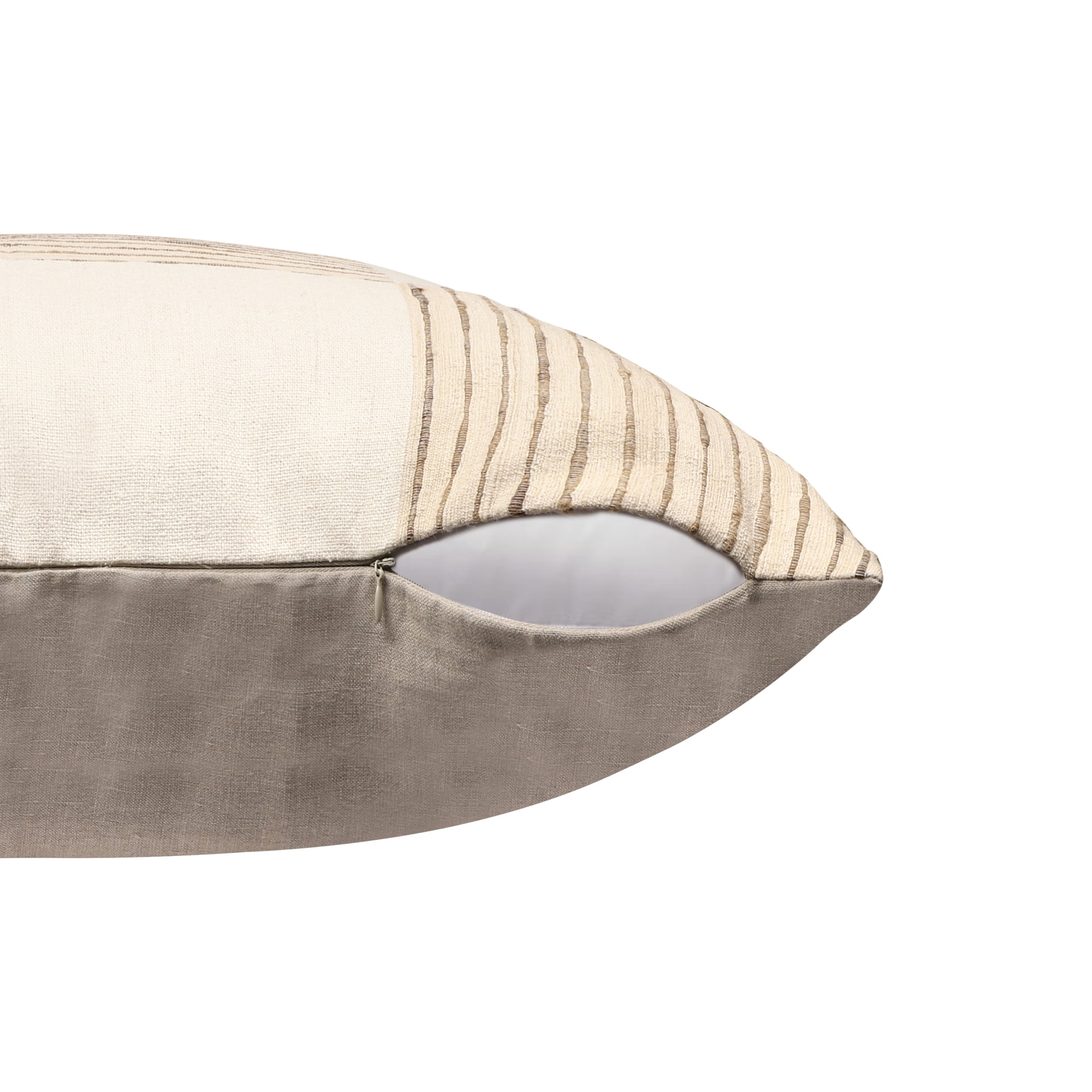 Harlow Hill Tara White/Beige Checkered 24" x 24" Silk Adult Decorative Feather Filled Pillow