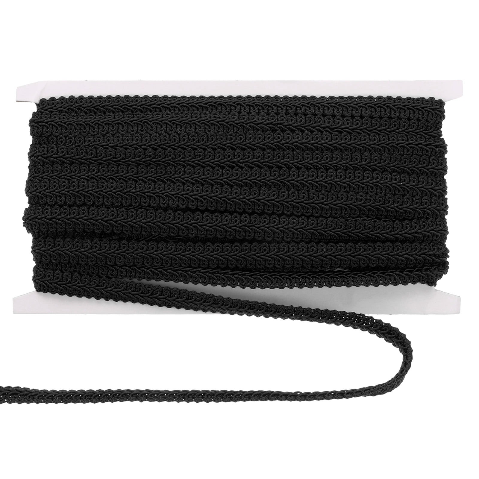 Unique Bargains Gimp Braid Trim Woven Fabric Ribbon Black