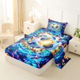 thumbnail image 2 of Castle Fairy Soccer Sport Twin Sheets 3pcs, Futuristic Cubes Bedding, Blue Orange Black,1 Fitted Sheet, 1 Flat Sheet and 1 Pillowcase, 2 of 6
