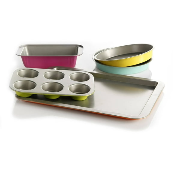 Gibson Colorsplash Ayden 5-Piece Bakeware Set, Assorted Colors