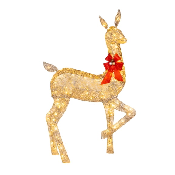 GARDVORA Christmas Reindeer Lighted Deer Decoration,Outdoor Christmas Reindeer with Lights,Standing Elk Family Winter Holiday Christmas Decor for Outside Yard Home Garden Lawn Patio