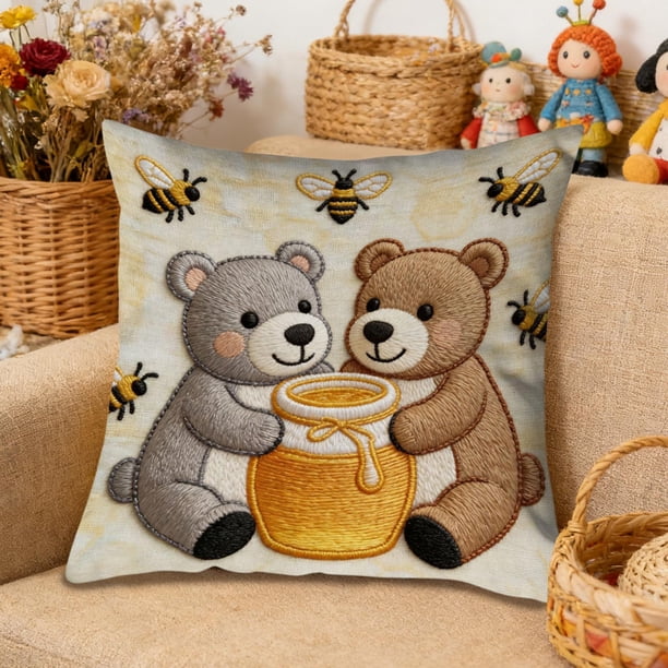 Uuiauoio Cute Animals Decorative Throw Pillow Cover , Animals Family Animals Outdoor Pillow Cases Square Standard Cushion Cover for Sofa Couch Bed Car 17.72x17.72 inch
