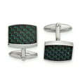 thumbnail image 2 of Stainless Steel Polished Black and Green Carbon Fiber Inlay Cuff Links, 2 of 7