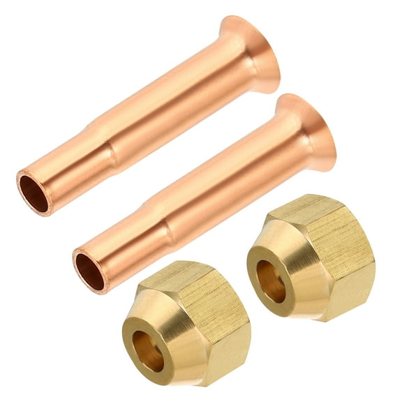 Uxcell 11/64" (4.2mm) ID Copper Tube Flare Fitting with Nuts, 2 Pcs Copper Pipe Fitting for Refrigeration Tubing