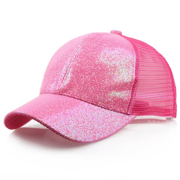 PEZHADA Winter Hats for Women Men,Women Girl Ponytail Baseball Cap Sequins Shiny Messy Bun Snapback Hat Sun Caps